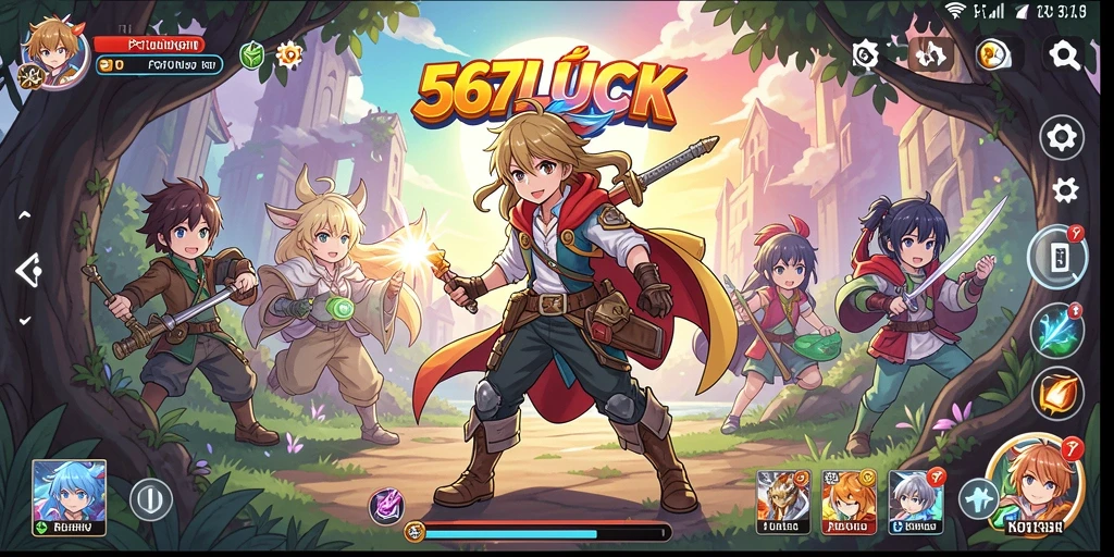 Screenshot gameplay 567LUCK menampilkan karakter Anime yang beraksi.