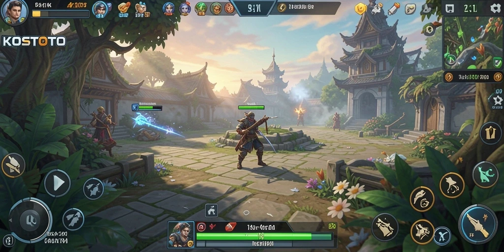Screenshot gameplay KOSTOTO menampilkan aksi strategi yang mendebarkan.