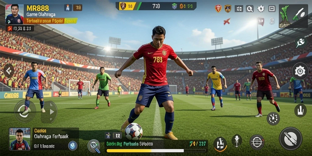 Screenshot gameplay MR888 yang menunjukkan aksi pertandingan olahraga.
