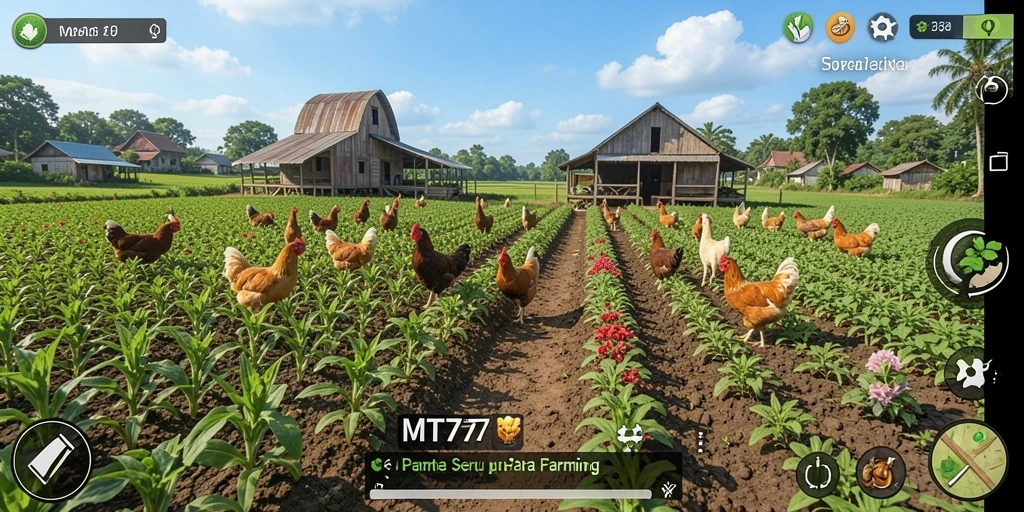 Screenshot gameplay MT777 menampilkan aktivitas bertani yang seru dan menyenangkan.