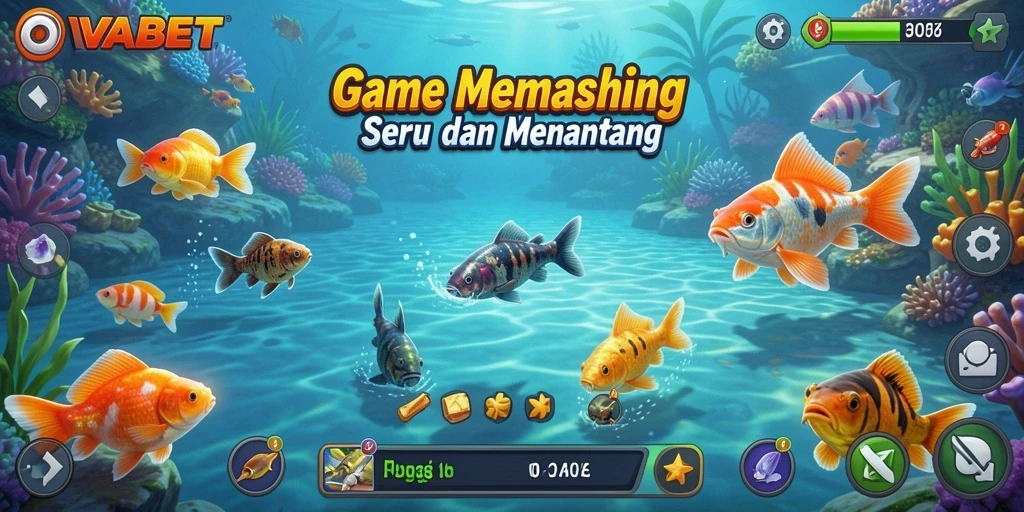 Gameplay memancing seru di OVABET dengan berbagai jenis ikan.