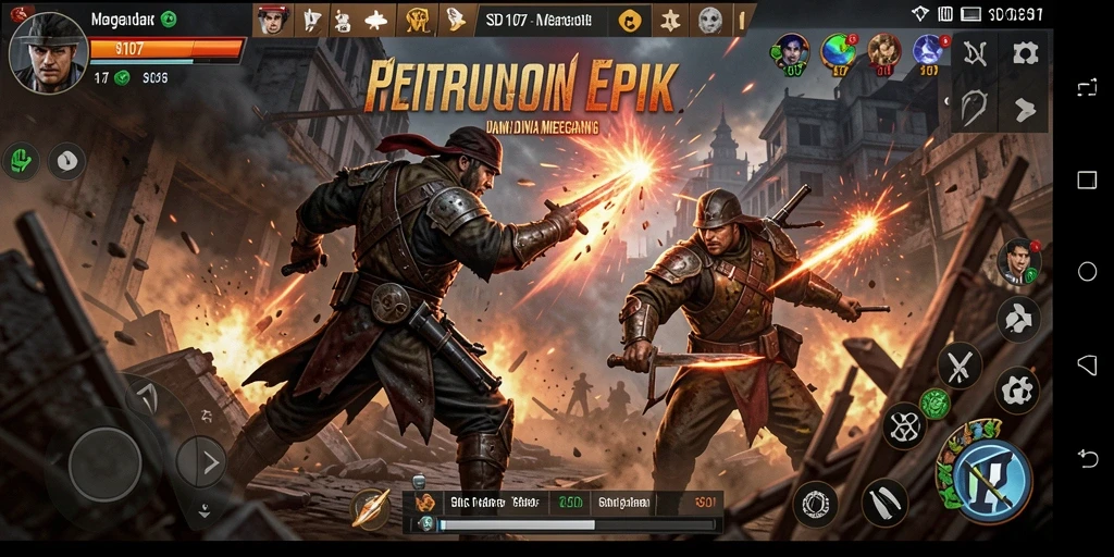 Gameplay SD107 menampilkan pertarungan seru antar karakter yang dinamis.