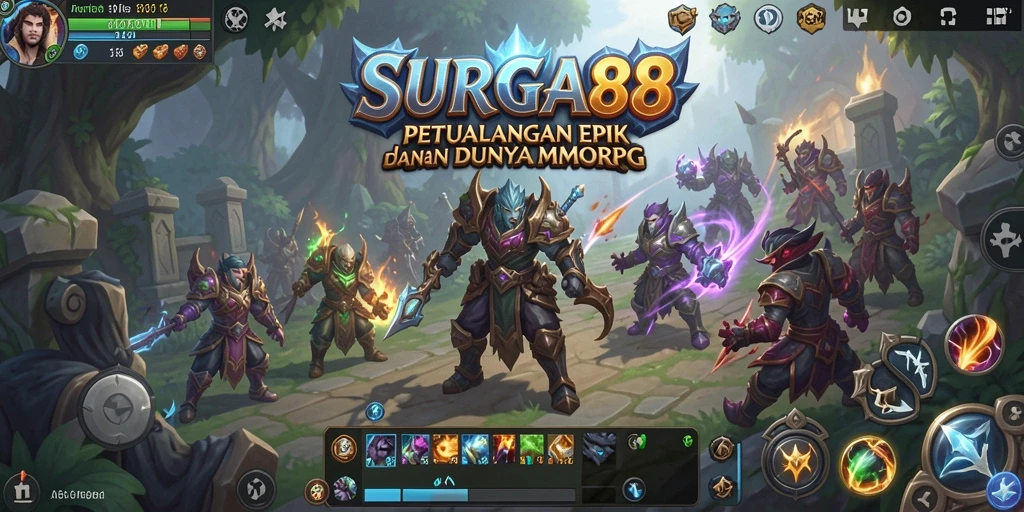 Tampilan menakjubkan dari gameplay SURGA88 yang penuh aksi dalam dunia MMORPG.